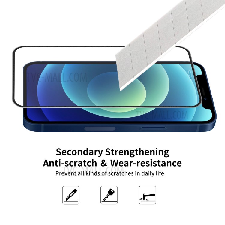 ENKAY HAT-PRINCE 5PCS/Set 9H 0.2mm Titanium Alloy Edge Full Glue Full Coverage Tempered Glass Film for iPhone 12 Pro Max - Black-3