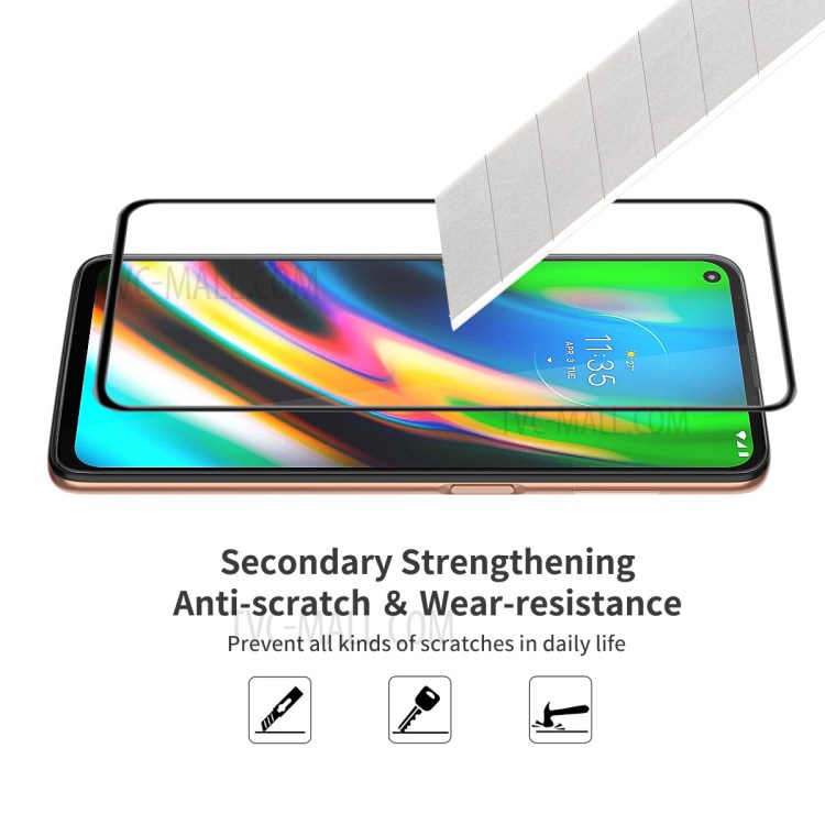 ENKAY HAT-PRINCE 5PCS/Set Ultra Clear Full Glue Complete Covering Tempered Glass Screen Protector for Motorola Moto G9 Plus-4