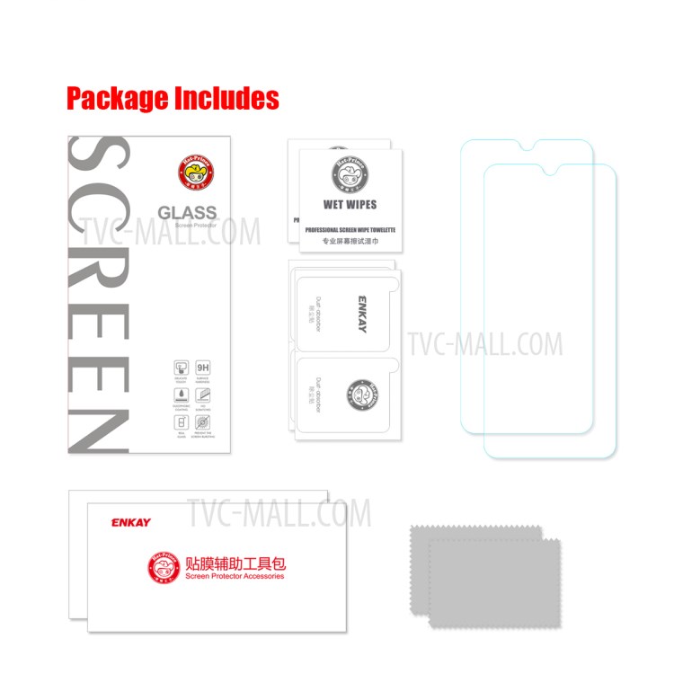 2Pcs/Set HAT PRINCE 0.26mm 9H 2.5D Arc Edge Tempered Glass Screen Protector for Motorola Moto E7-7