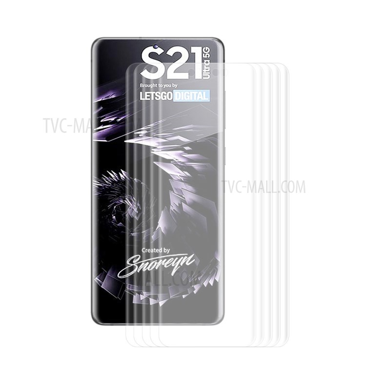 HAT-PRINCE 5PCS/Set 3D Full Coverage Curved PET HD Screen Protector Film for Samsung Galaxy S21 Ultra-1