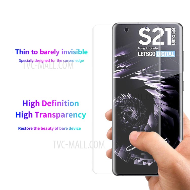 HAT-PRINCE 5PCS/Set 3D Full Coverage Curved PET HD Screen Protector Film for Samsung Galaxy S21 Ultra-3
