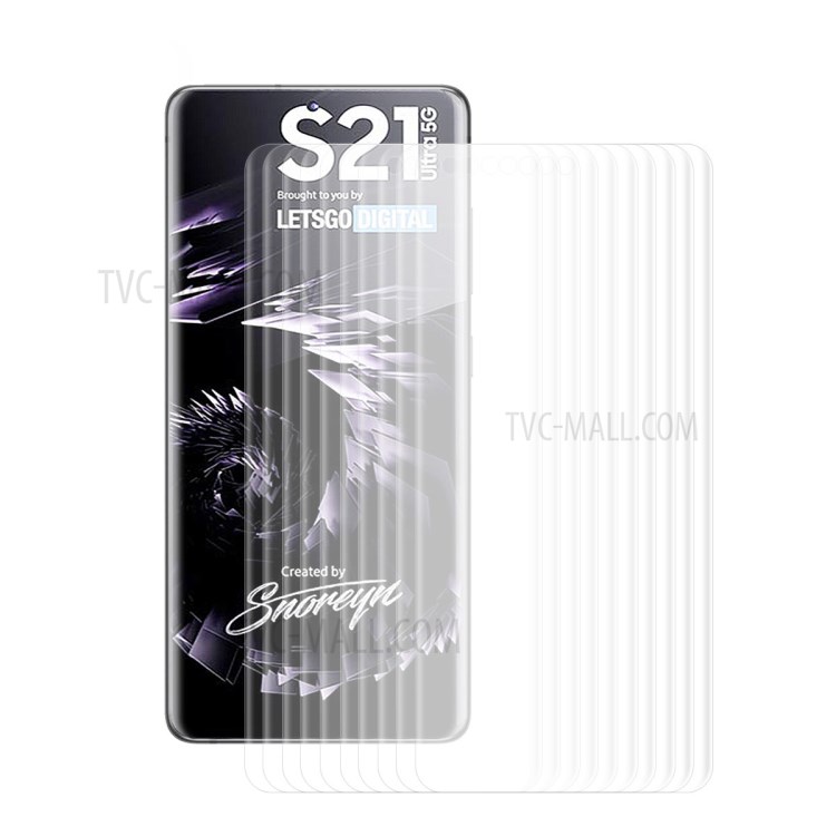 HAT-PRINCE 10PCS/Set 3D Full Coverage Curved PET HD Screen Protector Film for Samsung Galaxy S21 Ultra-1