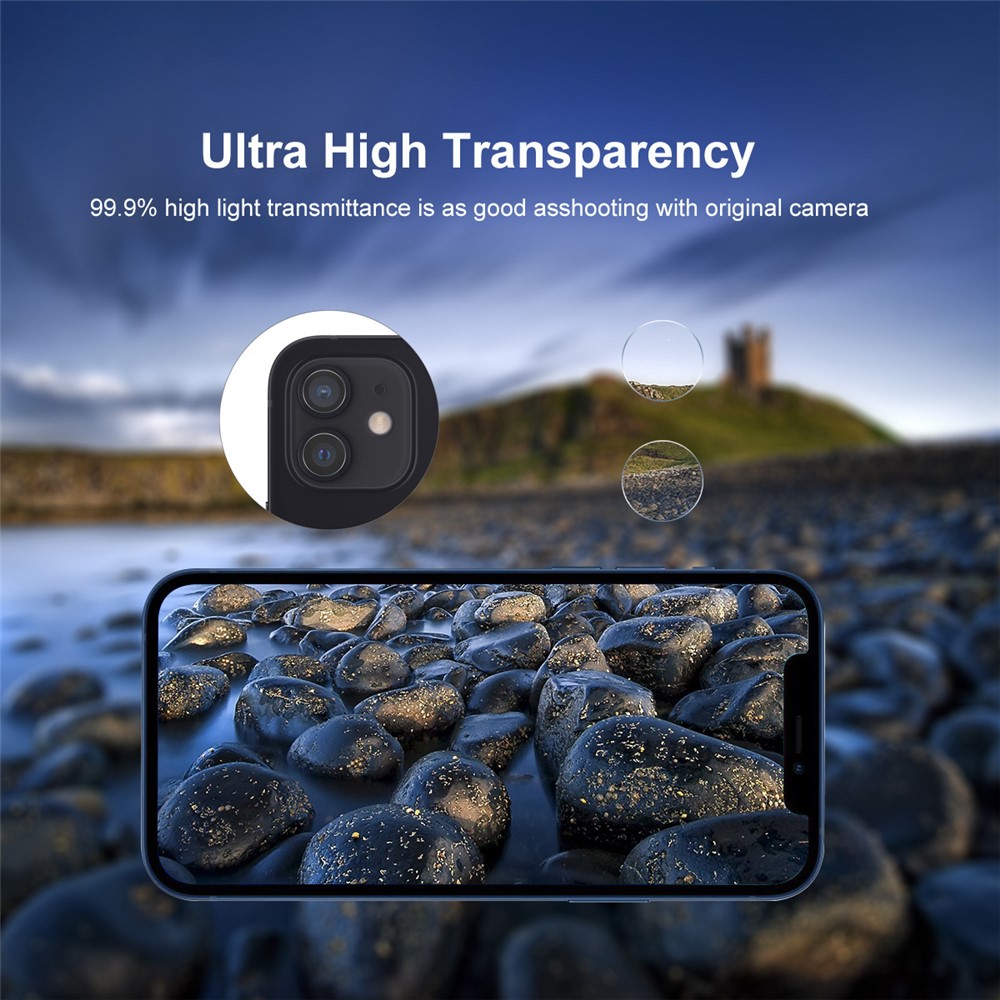 HAT PRINCE 0.2mm 9H 2.15D Arc Edges Tempered Glass Film Camera Lens Protector 2Pcs/Group for iPhone 12 / 12 mini-4