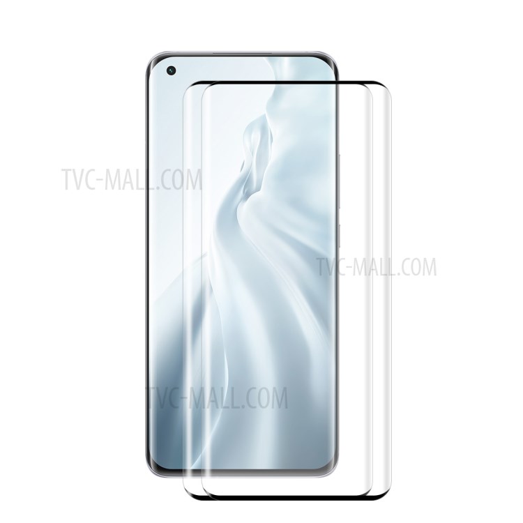 ENKAY 2Pcs/Set 0.26mm 9H 3D Curved Full Screen Guard Tempered Glass Protector for Xiaomi Mi 11-1