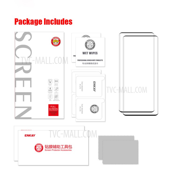 ENKAY 2Pcs/Set 0.26mm 9H 3D Curved Full Screen Guard Tempered Glass Protector for Xiaomi Mi 11-8