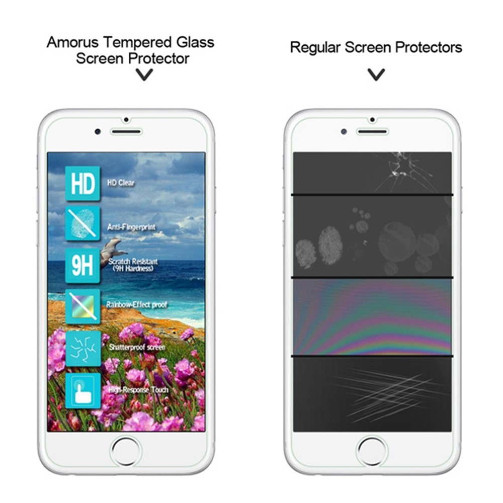 AMORUS for iPhone 8 Plus/7 Plus Screen Tempered Glass Protector Guard 2.5D Arc Edge-3
