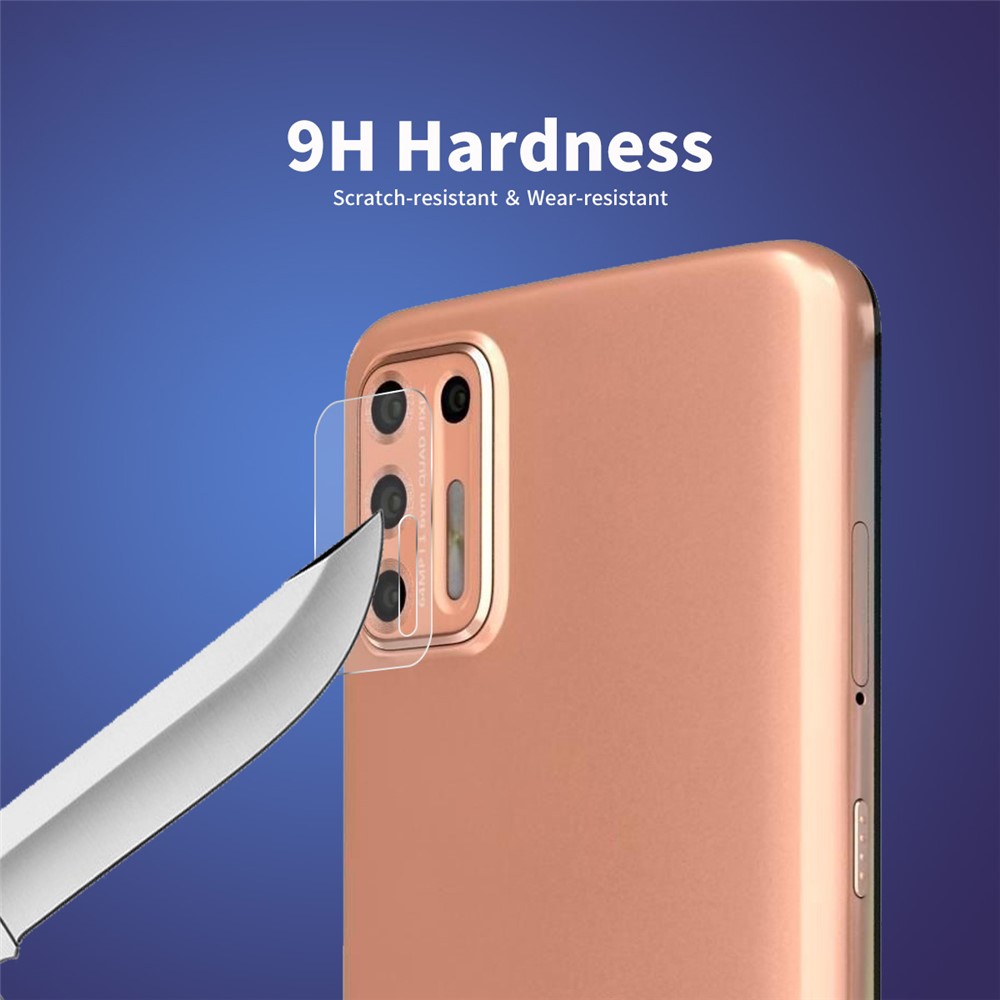 2Pcs/Set HAT-PRINCE Anti-Scratch 0.2mm 9H 2.15D Arc Edges Tempered Glass Rear Camera Lens Protector for Motorola Moto G9 Plus-4