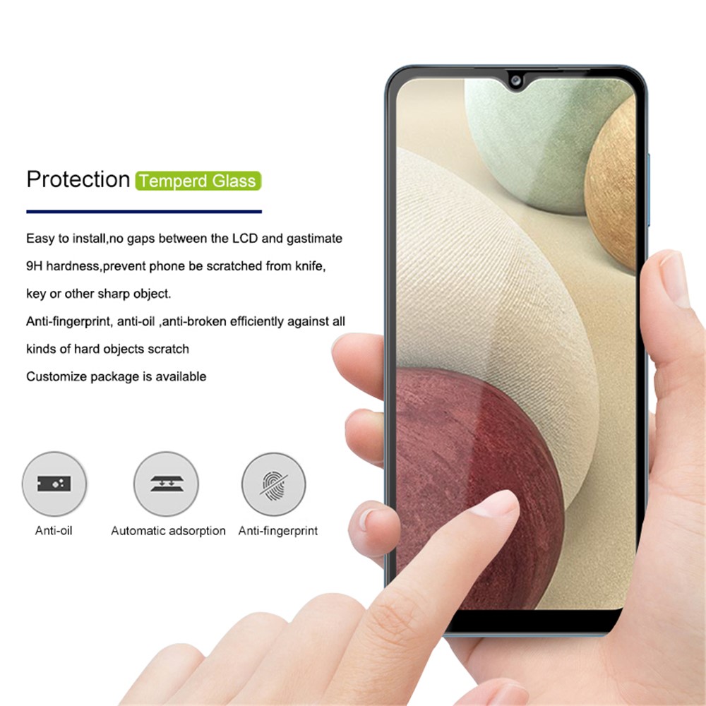AMORUS Full Glue Full Covering Silk Printing Ultra-Clear Tempered Glass Film Screen Protector for Samsung Galaxy A12 - Black-2