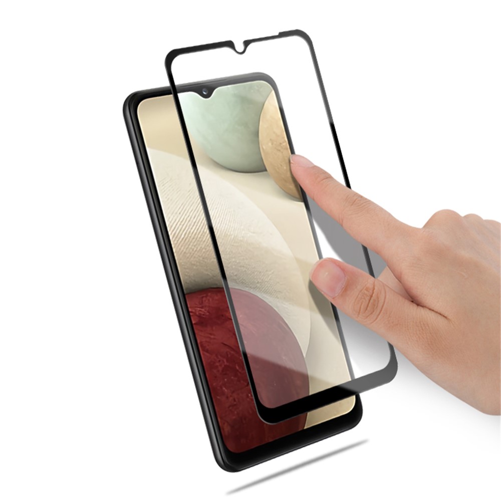 AMORUS Full Glue Full Covering Silk Printing Ultra-Clear Tempered Glass Film Screen Protector for Samsung Galaxy A12 - Black-4