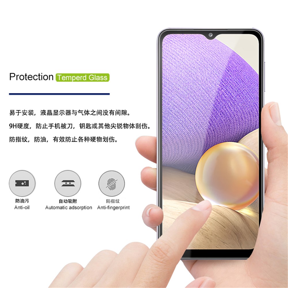 AMORUS Full Glue Full Covering Silk Printing Ultra-Clear Tempered Glass Film Screen Protector for Samsung Galaxy A32 - Black-3