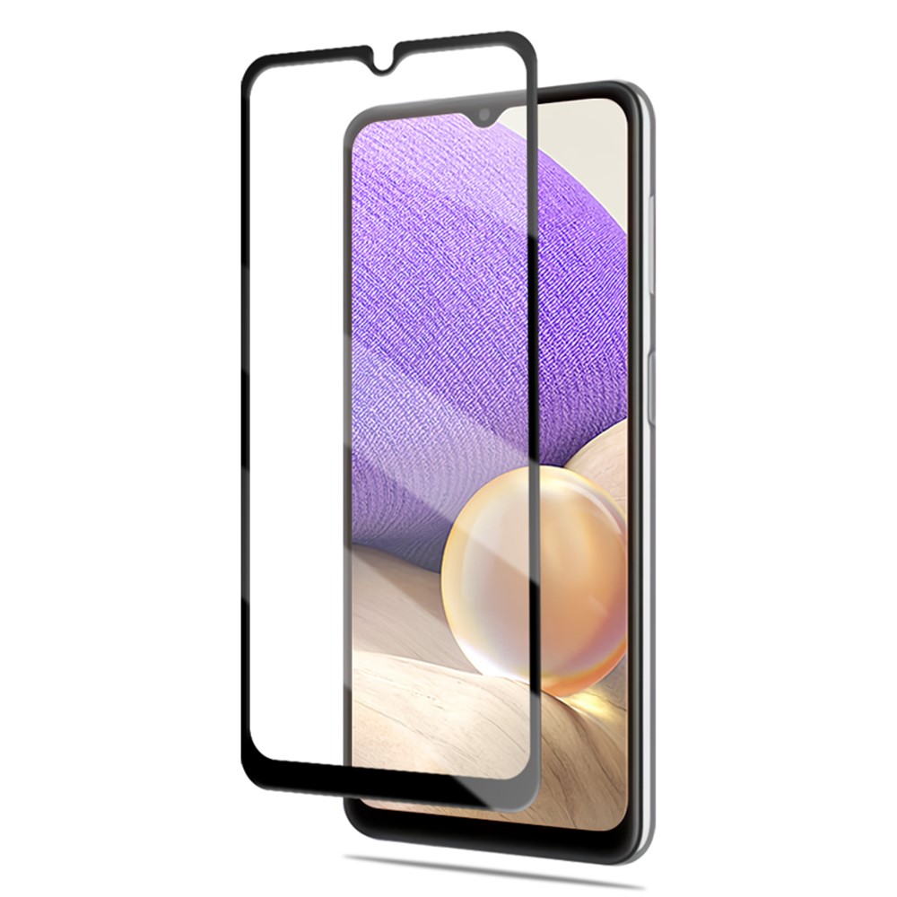 AMORUS Full Glue Full Covering Silk Printing Ultra-Clear Tempered Glass Film Screen Protector for Samsung Galaxy A32 - Black-4
