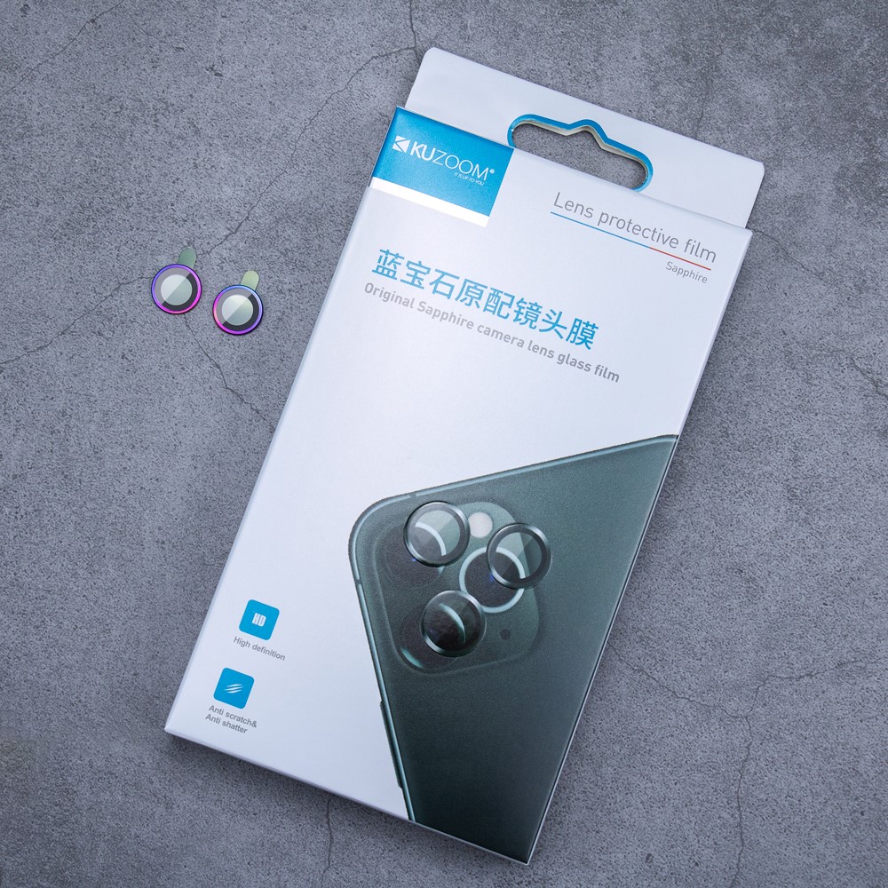 KUZOOM 2Pcs/Set Original Sapphire Camera Lens Glass Protective Film for iPhone 12 mini/12 - Black-3