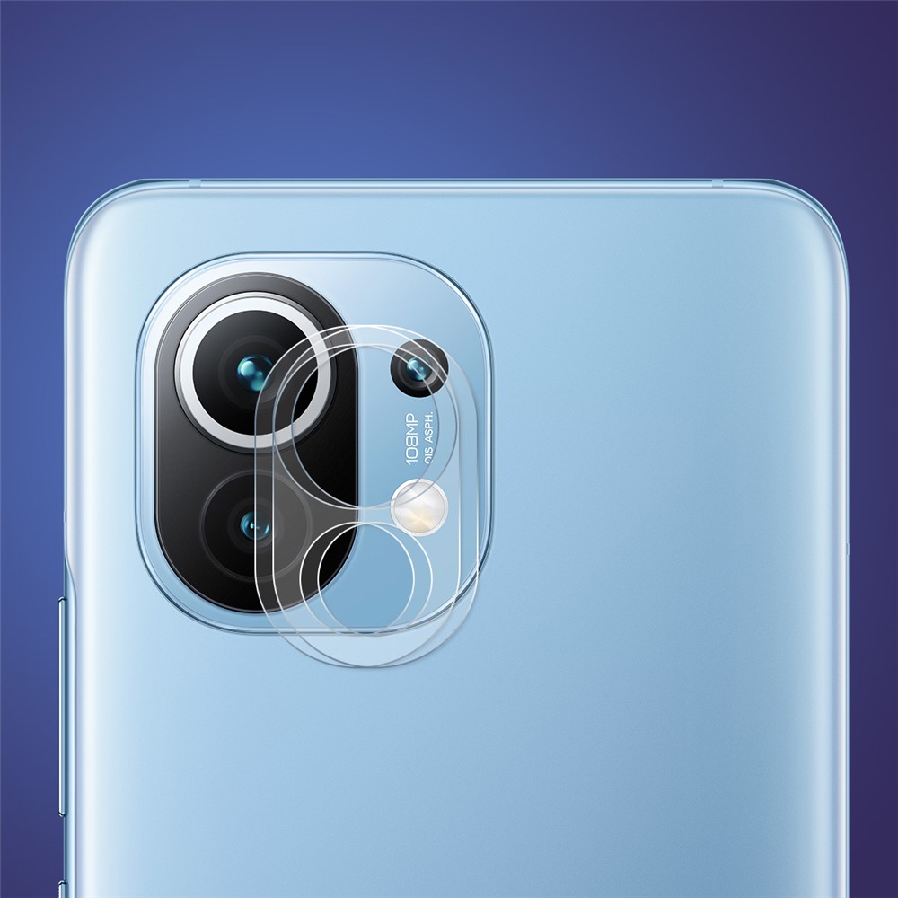 2PCS/Set HAT PRINCE Ultra-clear 0.2mm 9H 2.15D Arc Edge Full Coverage Tempered Glass Camera Lens Protection Film for Xiaomi Mi 11-1