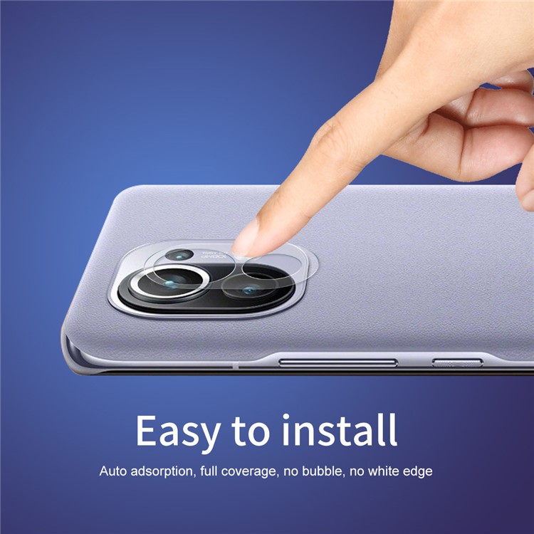 10Pcs/Set HAT-PRINCE 0.2mm Ultra Thin 9H 2.15D Arc Edges Anti-Explosion Rear Camera Lens Protector for Xiaomi Mi 11 Super Clear Tempered Glass Film-5