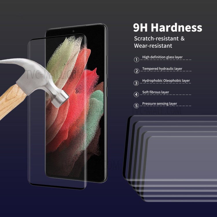 HAT PRINCE 0.26mm 9H 3D Curved Hot Bending Tempered Glass Full Screen Protector for Samsung Galaxy S21 Ultra 5G-5