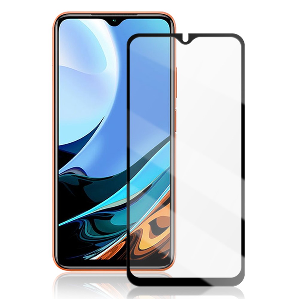 AMORUS Silk Printing High Definition Full Glue Tempered Glass Full Screen Protector Film for Xiaomi Redmi 9T - Black-1