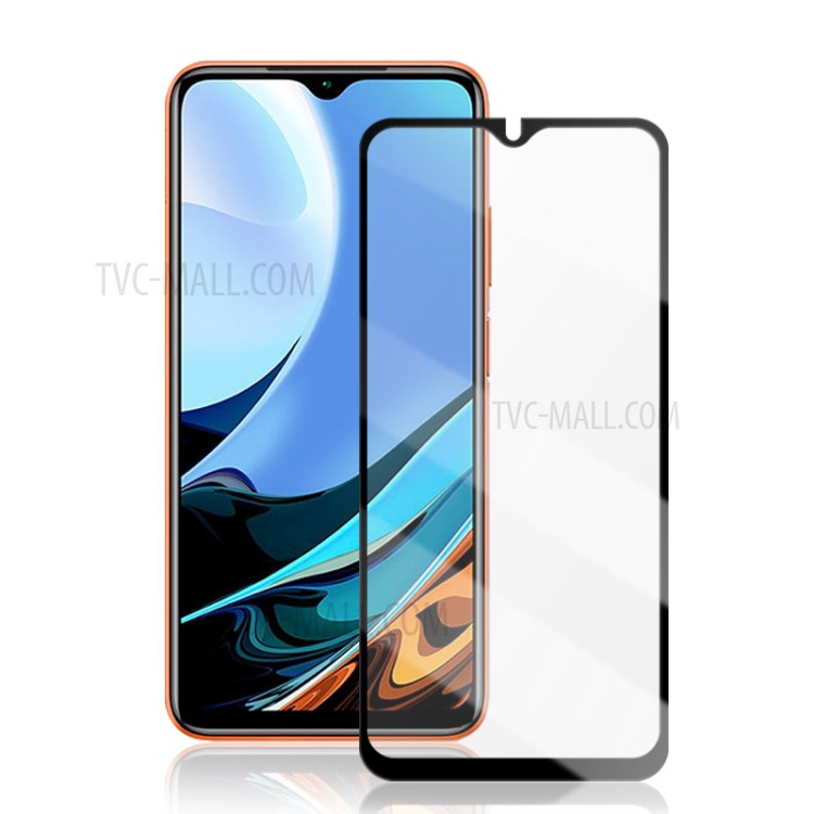 AMORUS Silk Printing High Definition Full Glue Tempered Glass Full Screen Protector Film for Xiaomi Redmi 9T - Black-2