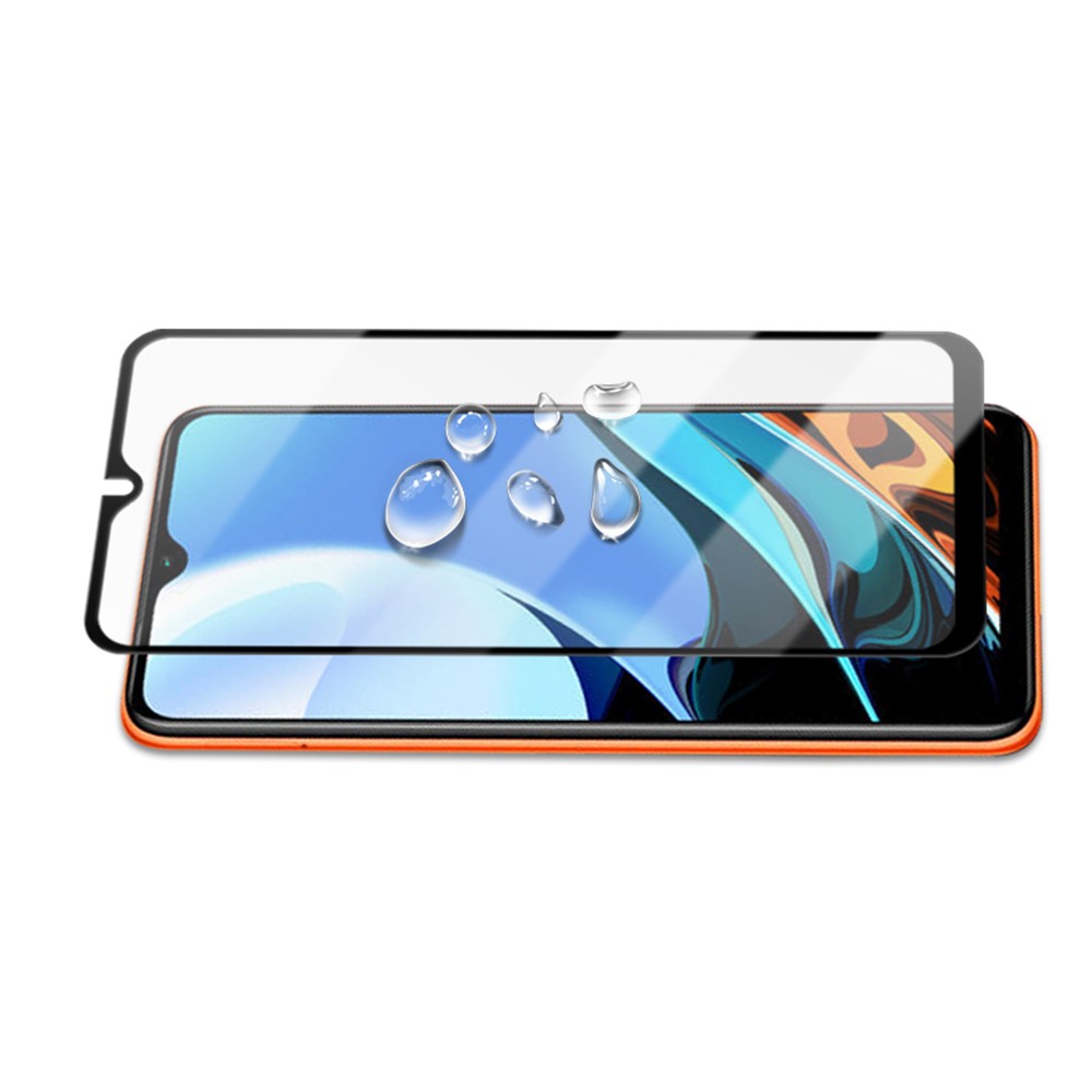 AMORUS Silk Printing High Definition Full Glue Tempered Glass Full Screen Protector Film for Xiaomi Redmi 9T - Black-5
