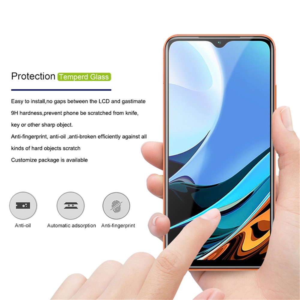 MOCOLO Complete Covering Silk Printing Full Glue Tempered Glass Film for Xiaomi Redmi 9T Screen Protector - Black-3
