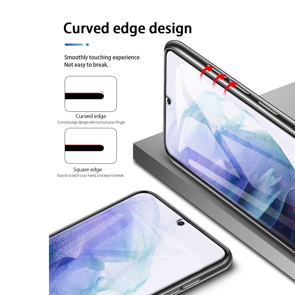 2.5D 9H Arc Edge Tempered Glass Screen Protector + Camera Lens Film Guard for Samsung Galaxy S21 5G-3