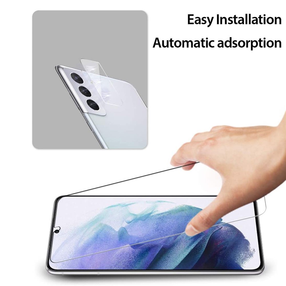 2.5D 9H Arc Edge Tempered Glass Screen Protector + Camera Lens Film Guard for Samsung Galaxy S21 5G-4