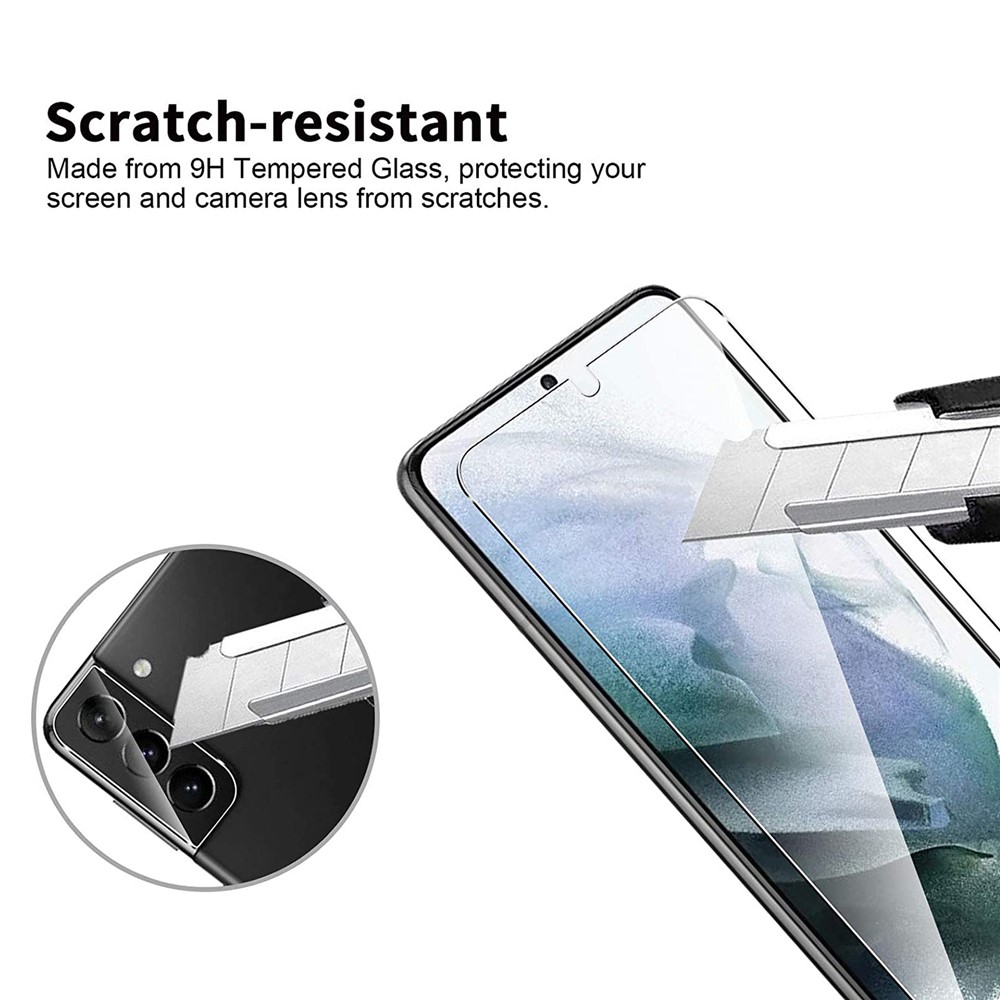 2.5D 9H Arc Edge Tempered Glass Screen Protector + Camera Lens Film for Samsung Galaxy S21+ 5G-3