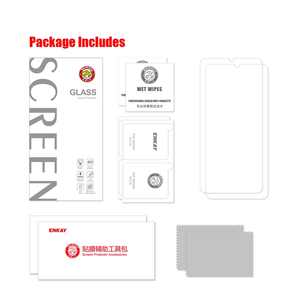 2Pcs/Set HAT-PRINCE 0.26mm 9H 2.5D Arc Edge Tempered Glass Screen Protector for Xiaomi Redmi 9T-7