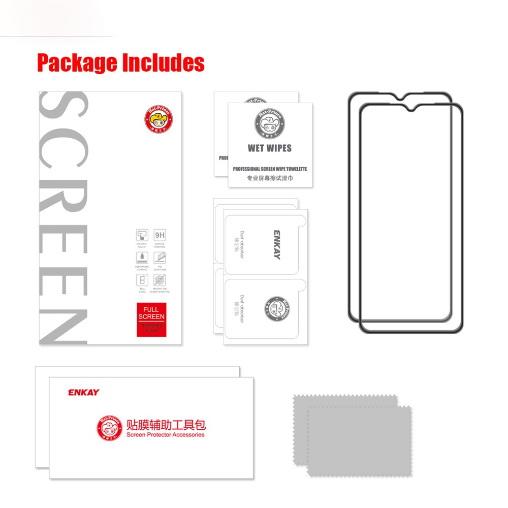 2 Teile / Set Hat-Prince Full-Kleber Hohe Transparenz 9H Gehärtetes Glas Komplette Abdeckungs-Siebschutzfolie Für Samsung Galaxy A32 5G / M12 / A12-6