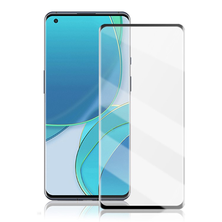 AMORUS Side Glue Full Coverage 3D Curved Screen Design Tempered Glass Screen Protector for OnePlus 9 Pro - Black-1