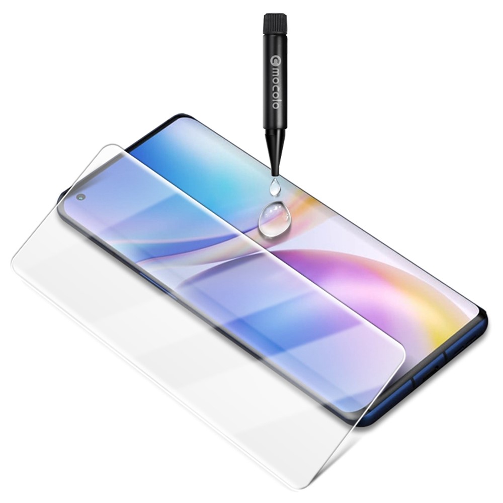 AMORUS Ultra Clear Full Coverage 3D Curved Screen Design UV Liquid Tempered Glass Screen Protector for OnePlus 9 Pro-5