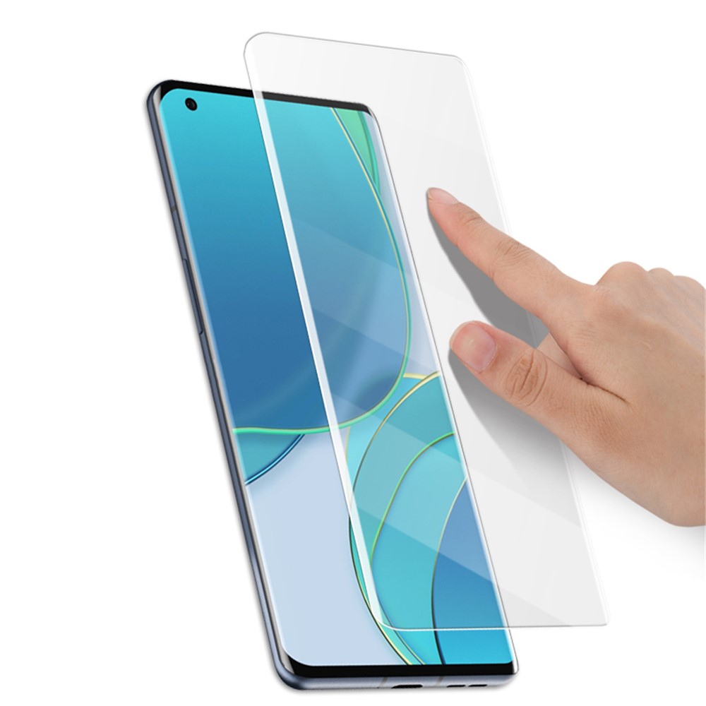 AMORUS Ultra Clear Full Coverage 3D Curved Screen Design UV Liquid Tempered Glass Screen Protector for OnePlus 9 Pro-8