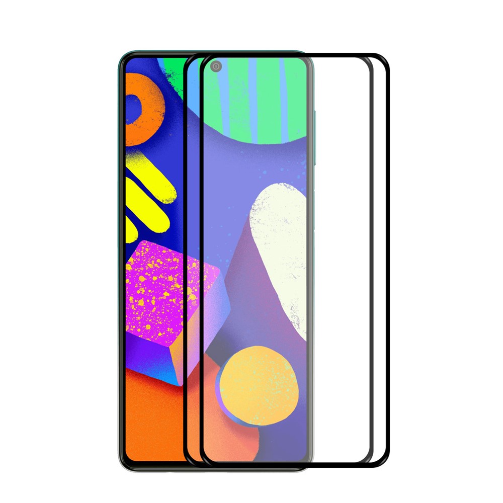 HAT PRINCE 2 Pieces Full Glue 0.26mm 9H 2.5D Anti-explosion Full Coverage Screen Protector for Samsung Galaxy F62 / Samsung Galaxy M62-1