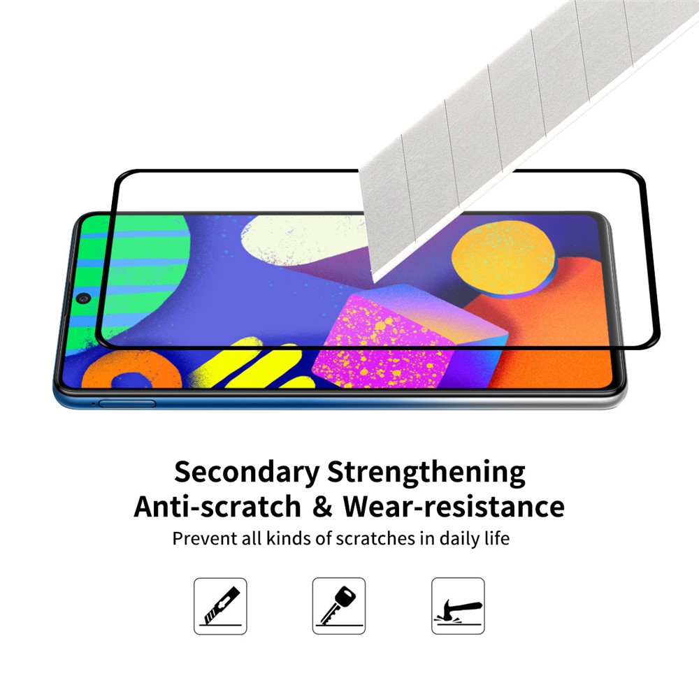 HAT PRINCE 2 Pieces Full Glue 0.26mm 9H 2.5D Anti-explosion Full Coverage Screen Protector for Samsung Galaxy F62 / Samsung Galaxy M62-5