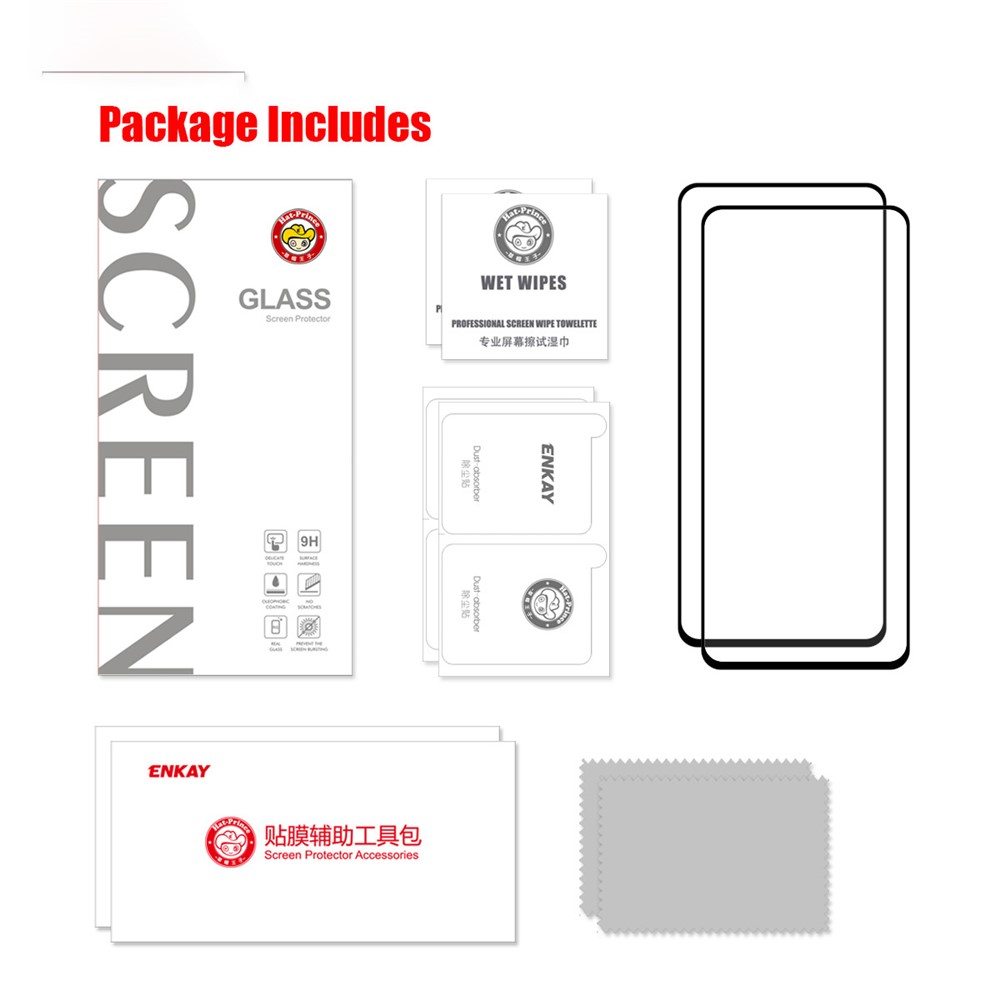 HAT PRINCE 2 Pieces Full Glue 0.26mm 9H 2.5D Anti-explosion Full Coverage Screen Protector for Samsung Galaxy F62 / Samsung Galaxy M62-9