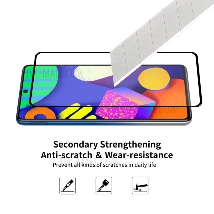 5 Pcs HAT PRINCE Full Glue 0.26mm 9H 2.5D Anti-explosion Full Coverage Screen Protector for Samsung Galaxy F62 / Samsung Galaxy M62-5