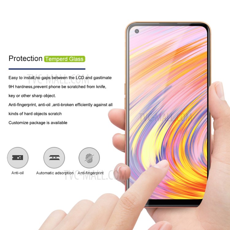 MOCOLO Full Glue Full Coverage Silk Printing Tempered Glass Screen Protector for Realme V15 5G - Black-3