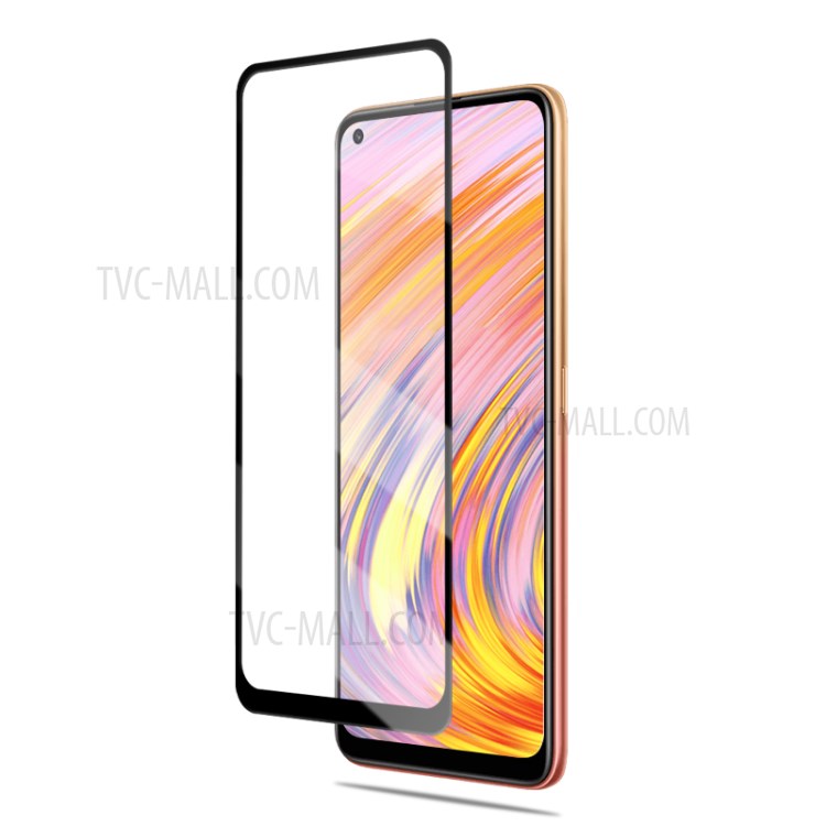 MOCOLO Full Glue Full Coverage Silk Printing Tempered Glass Screen Protector for Realme V15 5G - Black-4