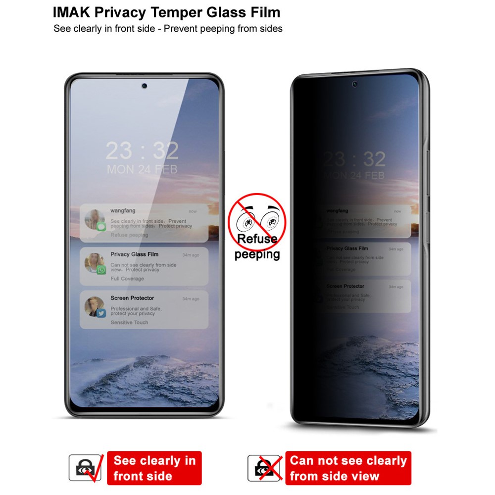 IMAK 9H Härte Anti-Peep Tempered Gla-Protector Für Xiaomi Redmi K40 / K40 Pro / K40 Pro Plus-5