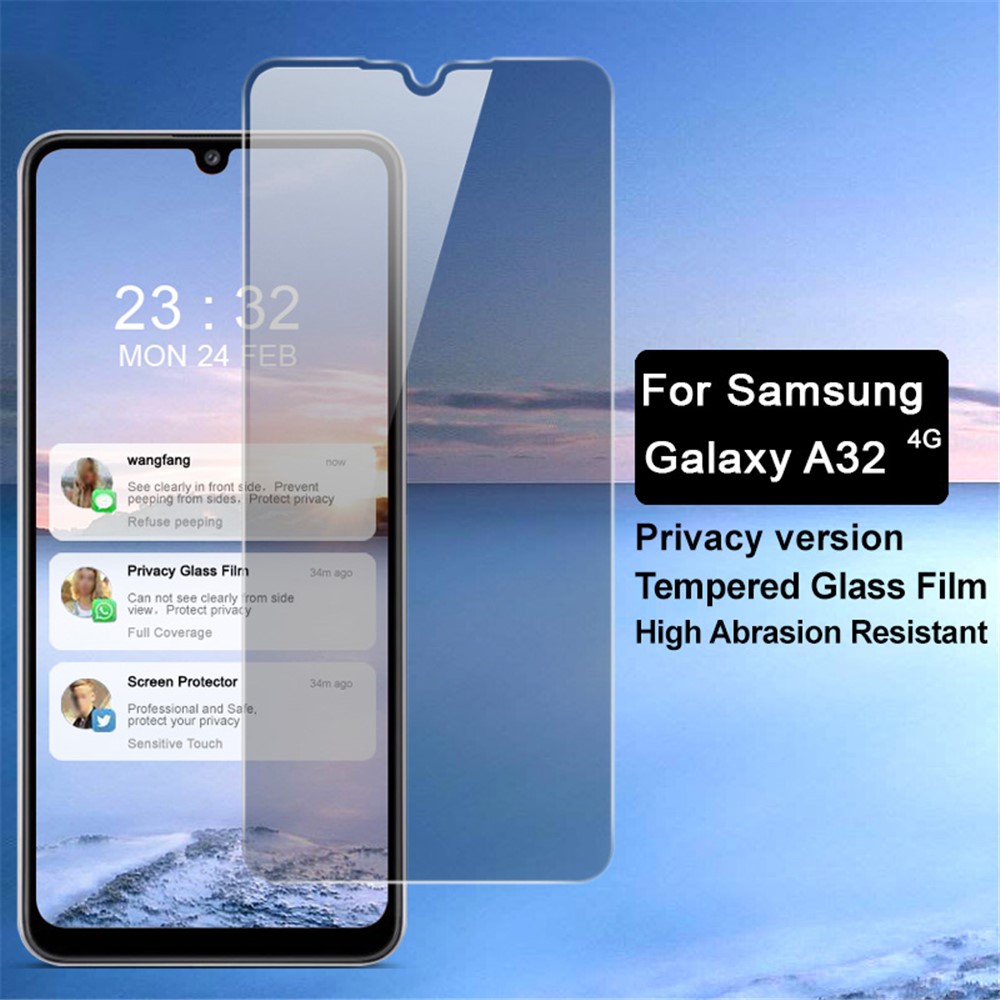 IMAK Anti-peep 9H Hardness Tempered Glass Protector for Samsung Galaxy A32 4G-3