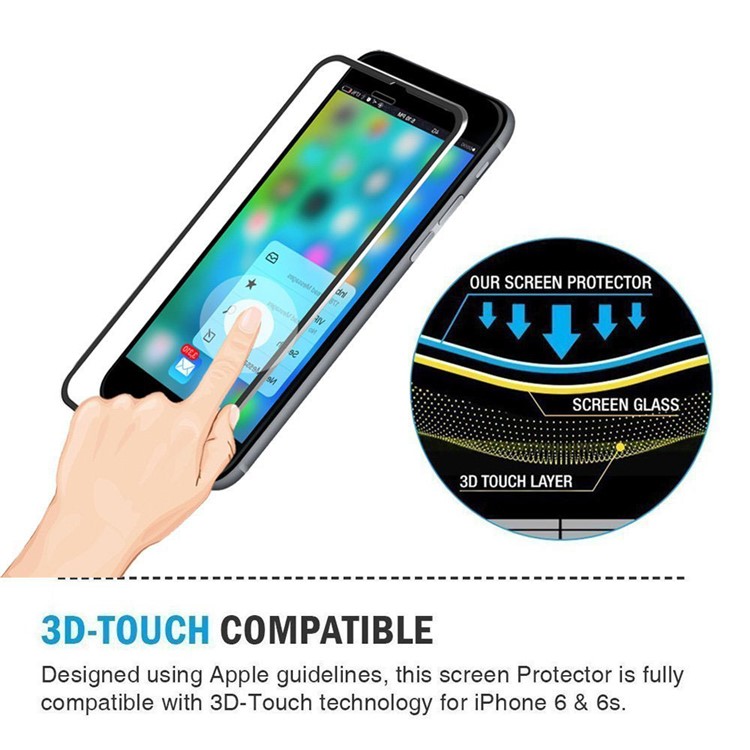 HAT PRINCE 0,2mm 9H Härte 3D Gebogen Aluminiumlegierung Gehärtetem Glas Bildschirm Film Für IPhone 6s / 6 - Schwarz-3