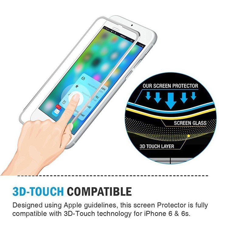 HAT PRINCE for iPhone 6s Plus/6 Plus 0.2mm 3D Curved Aluminum Alloy Tempered Glass Screen Film Protector - Silver-3