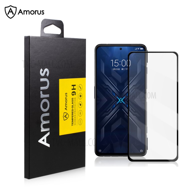 AMORUS for Xiaomi Black Shark 4 Pro 3D Curved Tempered Glass Full Screen Point Glue Protector Film - Black-1