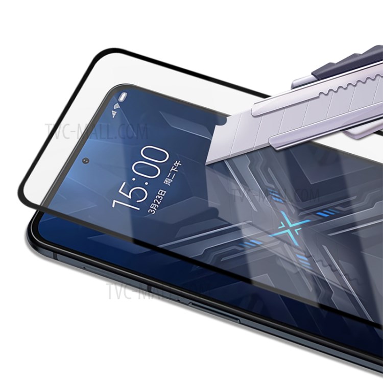 AMORUS for Xiaomi Black Shark 4 Pro 3D Curved Tempered Glass Full Screen Point Glue Protector Film - Black-5