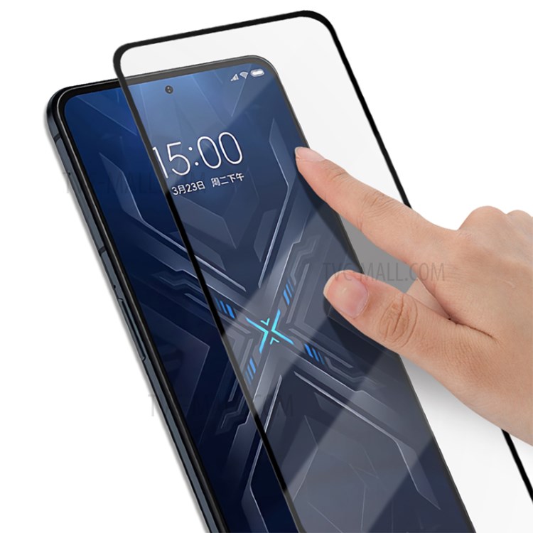 AMORUS for Xiaomi Black Shark 4 Pro 3D Curved Tempered Glass Full Screen Point Glue Protector Film - Black-7