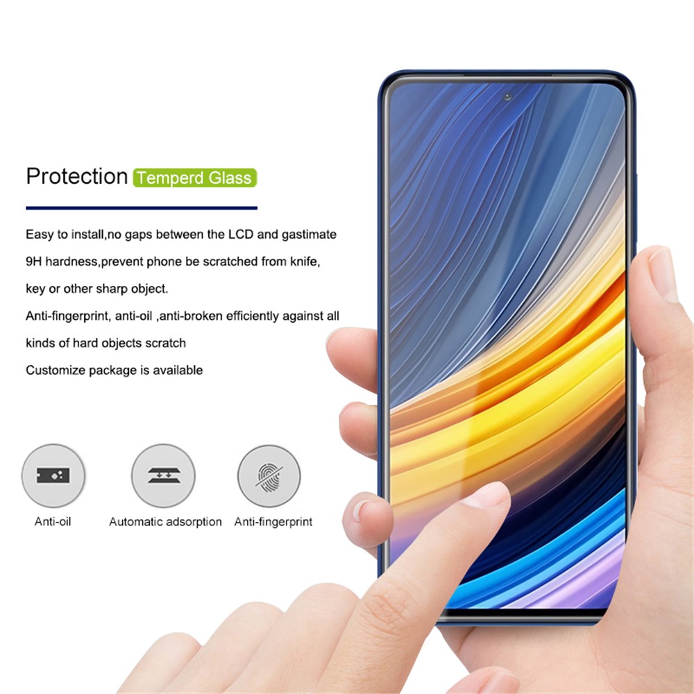 AMORUS Silk Printing HD Full Glue Full Coverage Tempered Glass Screen Protector for Xiaomi Poco X3 Pro - Black-2