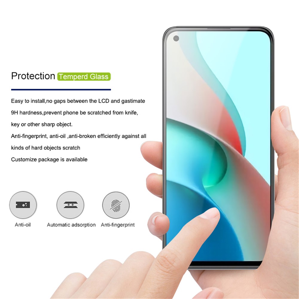 Amorus Silk Printing HD Glue Completo Cobertura Completa Protector de Pantalla de Vidrio Templado Para Xiaomi Mi 11 Lite 4G / 5G / 11 Lite 5g ne - Negro