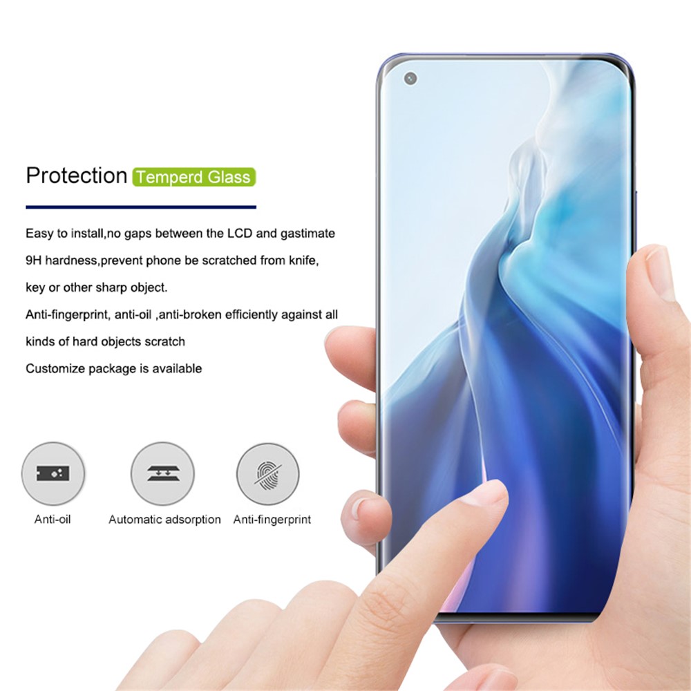 AMORUS Anti-explosion Full Glue Curved Tempered Glass Full Screen Film for Xiaomi Mi 11 - Black-3
