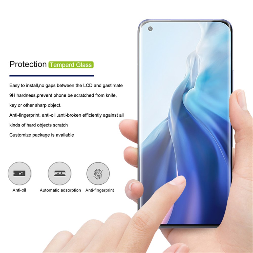 Amorus Anti-Explosion-Vollkleber-gebogenes Gehärtetes Glas-Vollbildfilm Für Xiaomi Mi 11 - Schwarz-2