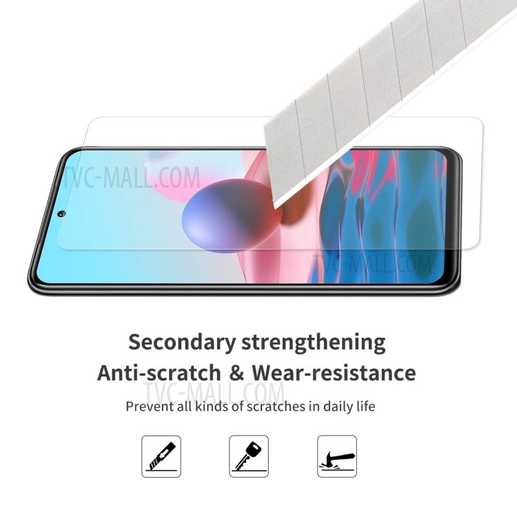 5Pcs HAT-PRINCE 0.26mm 9H 2.5D Arc Edge Tempered Glass Screen Film for Xiaomi Redmi Note 10 4G / Note 10S-2