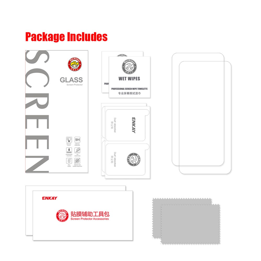 2pcs ENKAY 0.26mm 9H 2.5D Arc Edges Tempered Glass Film Guard Screen Protector for OnePlus 9/9R-6